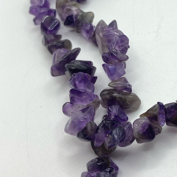 AMETHYST Chunk Beaded Long Endless Necklace No Clasp Approx 32” - Picture 3 of 5